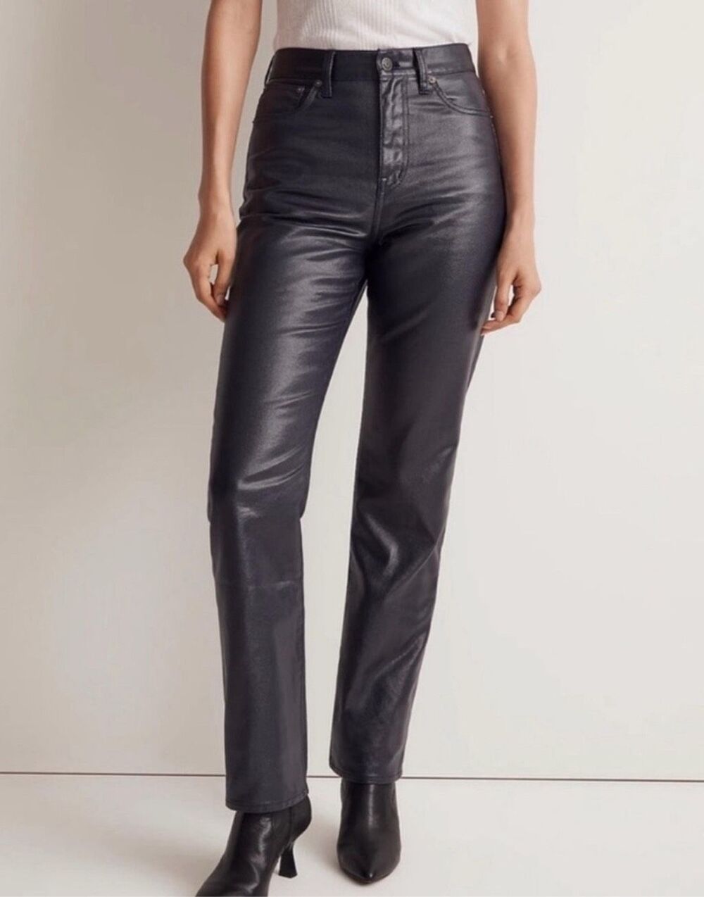 Madewell Faux Leather 90s Straight Straight Leg Pant Size 28